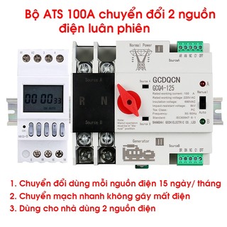 Bộ chuyền đổi 2 nguồn điện theo tháng gồm ATS  2P 80A không gây mất điện và công tắc hẹn giờ chu kỳ tháng BT1-30