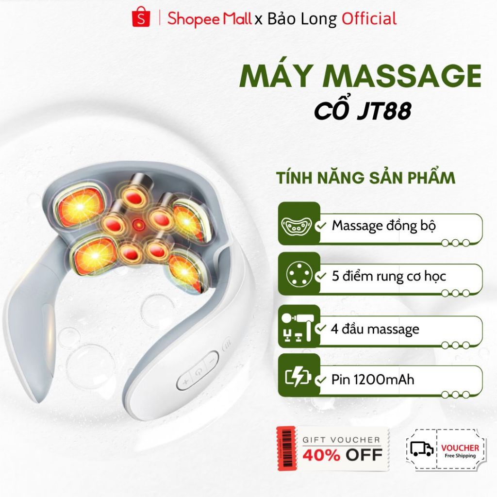 Máy Massage Cổ Misuma JT88, Mát Xa Xung Điện Cùng 5 Đầu Rung Làm Giảm Nhức Mỏi