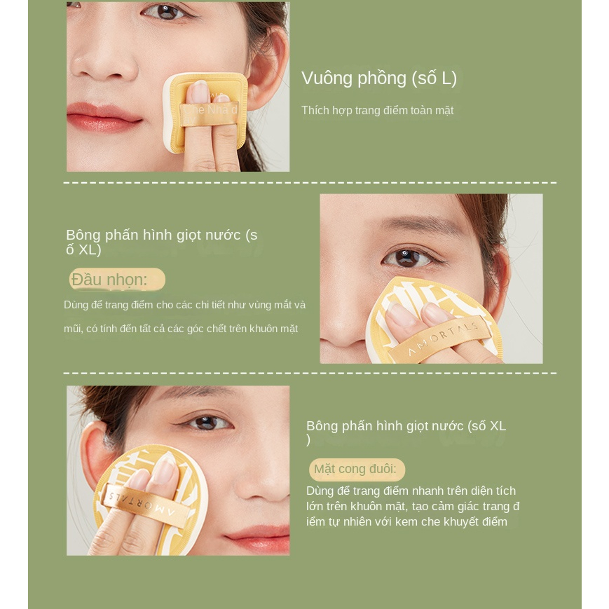 Mút Tán Kem Nền AMORTALS Big Size Bộ Mút Trang Điểm XL Kèm Hộp Đựng Mút Tán Phấn Cushion Mềm Mịn SHUSHU COSMETICS