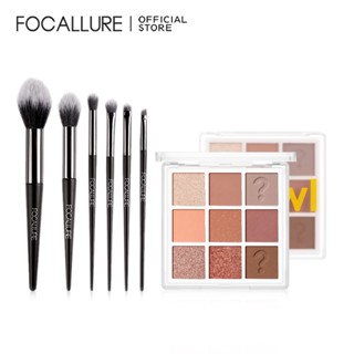 FOCALLURE Bảng phấn mắt 9 ô + bộ cọ trang điểm 6 cây