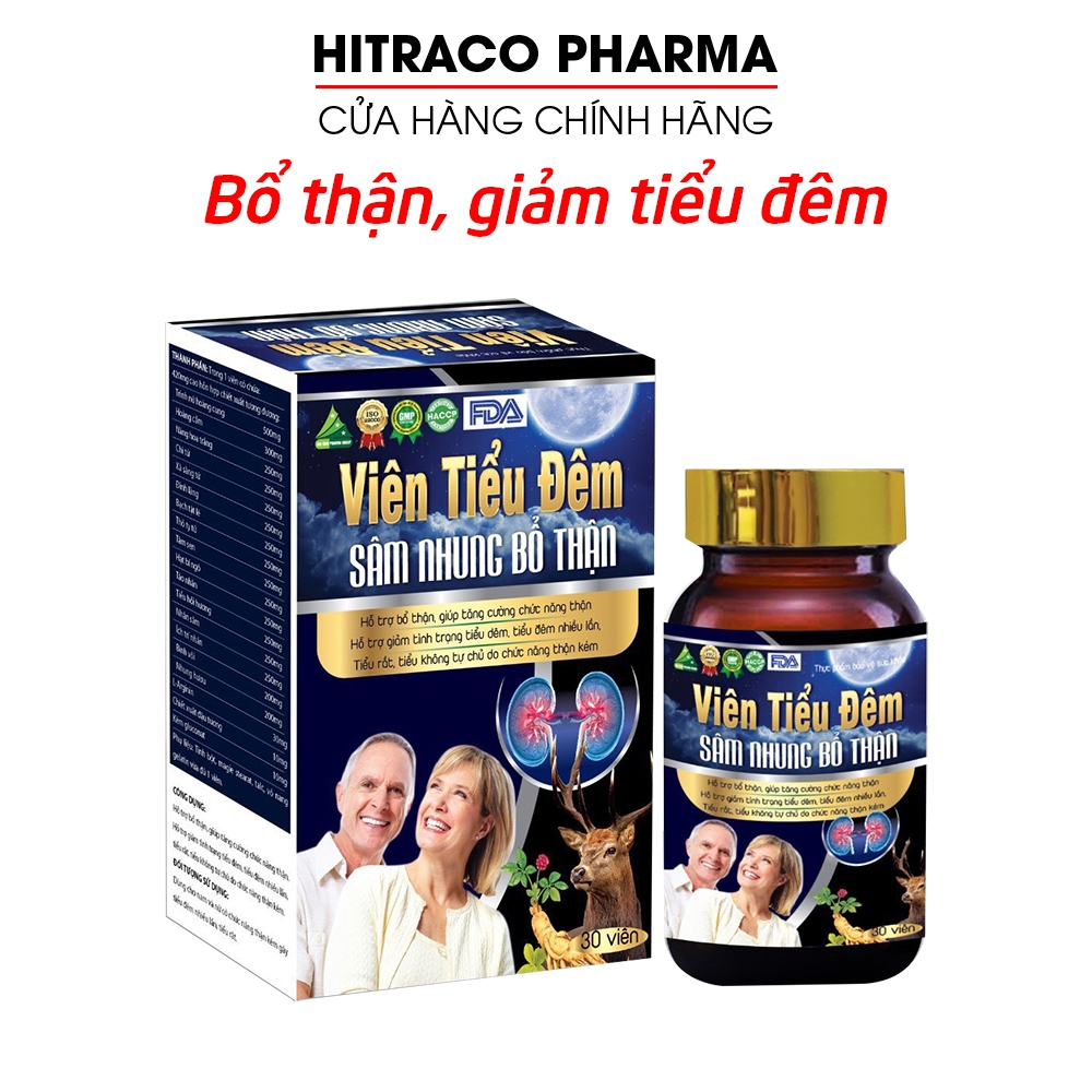 Viên Tiểu Đêm Sâm Nhung Bổ Thận giảm tiểu đêm, tiểu nhiều lần, tiểu không tự chủ - 30 viên