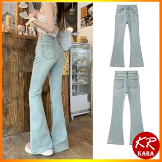 (QC loại 1) Quần Jeans Ống Loe Cạp Cao Phối Nơ KARA 522- Chất vải co giãn, thoải mãi, dễ phối đồ