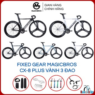 Xe đạp Fixed Gear Magicbros CX8 plus vành 3 đao trước có tặng kèm phanh phụ