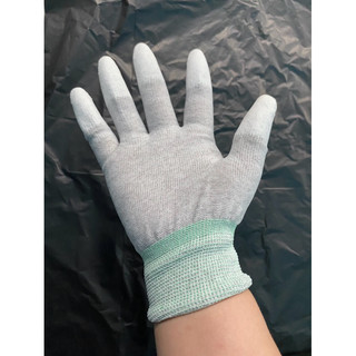 Gang tay vải PU đầu ngón chống tĩnh điện, gang tay lao động (10 đôi)