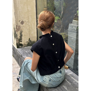 𝐃𝐢𝐥𝐲𝐬 𝐓𝐨𝐩 - Áo Cotton Viền Cổ Nút Xà Cừ ( ảnh chính chủ ) để