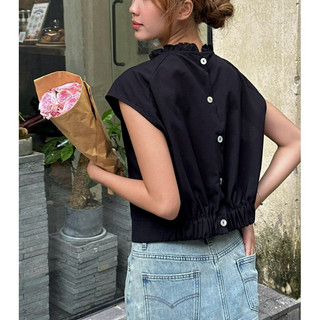 𝐃𝐢𝐥𝐲𝐬 𝐓𝐨𝐩 - Áo Cotton Viền Cổ Nút Xà Cừ ( ảnh chính chủ ) để