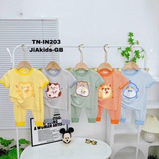 9-27KG Bộ Tay Ngắn Quần Dài THUN LẠNH MINKY MOM Dệt Sọc In Hình Cho Bé Đi Học Đi Chơi TN-IN203