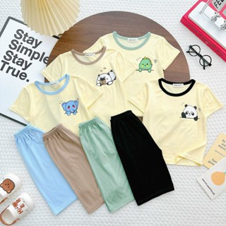 9-27KG Bộ Tay Ngắn Quần Lửng THUN LẠNH MINKY MOM In Hình Mặt Trước Và Sau Áo Cho Bé Đi Học Đi Chơi TN-IN204