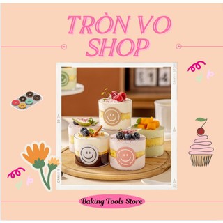 Ly nhựa PS ly tròn đường kính 6.2cm kèm nắp -  2017 -  đựng bánh lạnh mousse, tiramisu, panna cotta - [Set/10c]