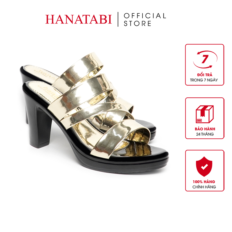 Dép Nữ Đế PU Đen Siêu Nhẹ Cao 9cm Hanatabi Quai Chéo Bigsize (36-40) Mã HNDE9F1079