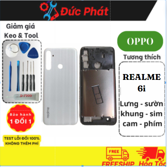 Bộ Vỏ Thay Thế OPPO REALME 6i (lưng, khung, sườn, cam, sim, phím)