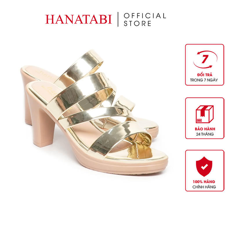 Dép Nữ Đế PU Kem Siêu Nhẹ Cao 9cm Hanatabi Quai Chéo Bigsize (36-40) Mã HNDE9F1080