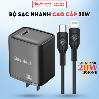 Combo Củ sạc pd20w kèm dây silicon Basefast chống quá tải nhiệt cho iP Xsm 11 12 13 14promax