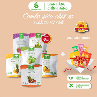 Combo Giàu Chất Xơ 6 Trái Cây Sấy Nonglamfood | Ăn vặt tăng cường đề kháng, đồ ăn vặt healthy