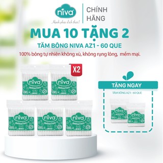 [Mua 10 Tặng 2] Tăm Bông NIVA Dành Cho Người Lớn Túi Zipper 60 Que Nhựa Az1