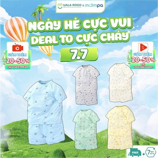 Bộ cộc tay cho bé Mompa 9 tháng-4 tuổi cài vai vải sợi tre Bamboo mềm mịn co giãn thoáng mát 279