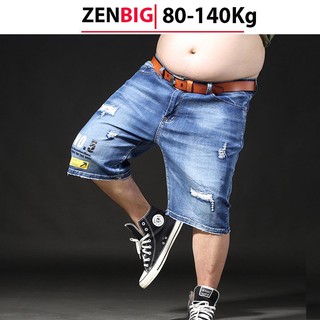 Quần short jean rách size đại co giãn Jean Nam big size đến 130kg slim ôm nhẹ