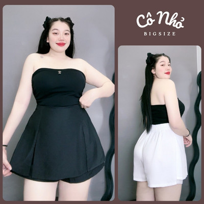 Quần Giả Váy Bigsize Nữ Dáng Váy Ngắn Mini Lưng Thun Co Giãn Tôn Dáng Vải Tuyết Chéo GVC