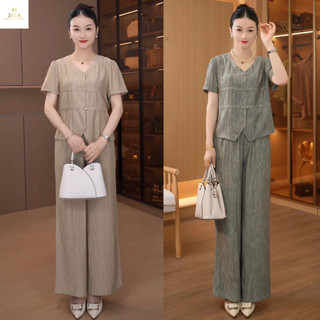 Quần Áo Trung Niên Mùa Hè Nữ, Bộ Đũi Lụa Tay Lỡ  Ống Rộng Cao Cấp Đủ Size Cho Mọi Người Từ 47kg Tới 85kg Mã: B36