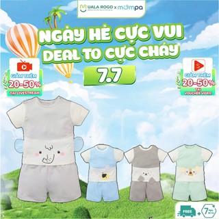 Bộ quần áo cộc tay cho bé Mompa 6 tháng -4 tuổi cài vai vải sợi tre Bamboo co giãn mềm mại thoáng mát 254