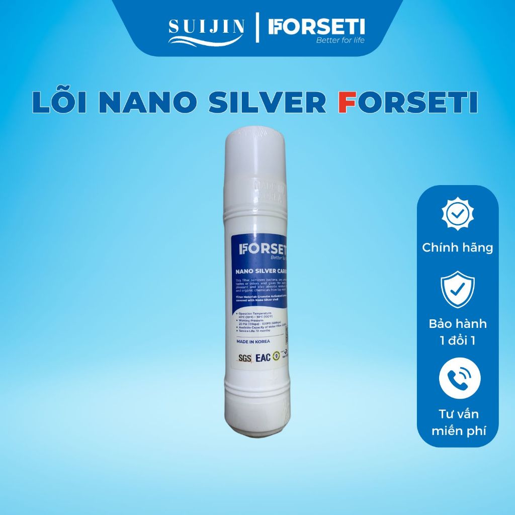 Lõi Chức Năng Nano Silver FORSETI Nhập Khẩu Hàn Quốc Dạng Cắm Nhanh Chữ U Dùng Được Cho Máy Korihome