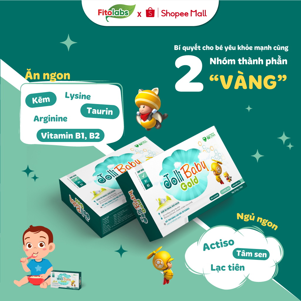 Siro Ăn Ngon Ngủ Tốt Cho Bé Jolli Baby Giúp Ăn Ngon, Ngủ Ngon, Hỗ Trợ Tăng Cường Tiêu Hóa, Nâng Cao Sức Đề Kháng Hộp 20