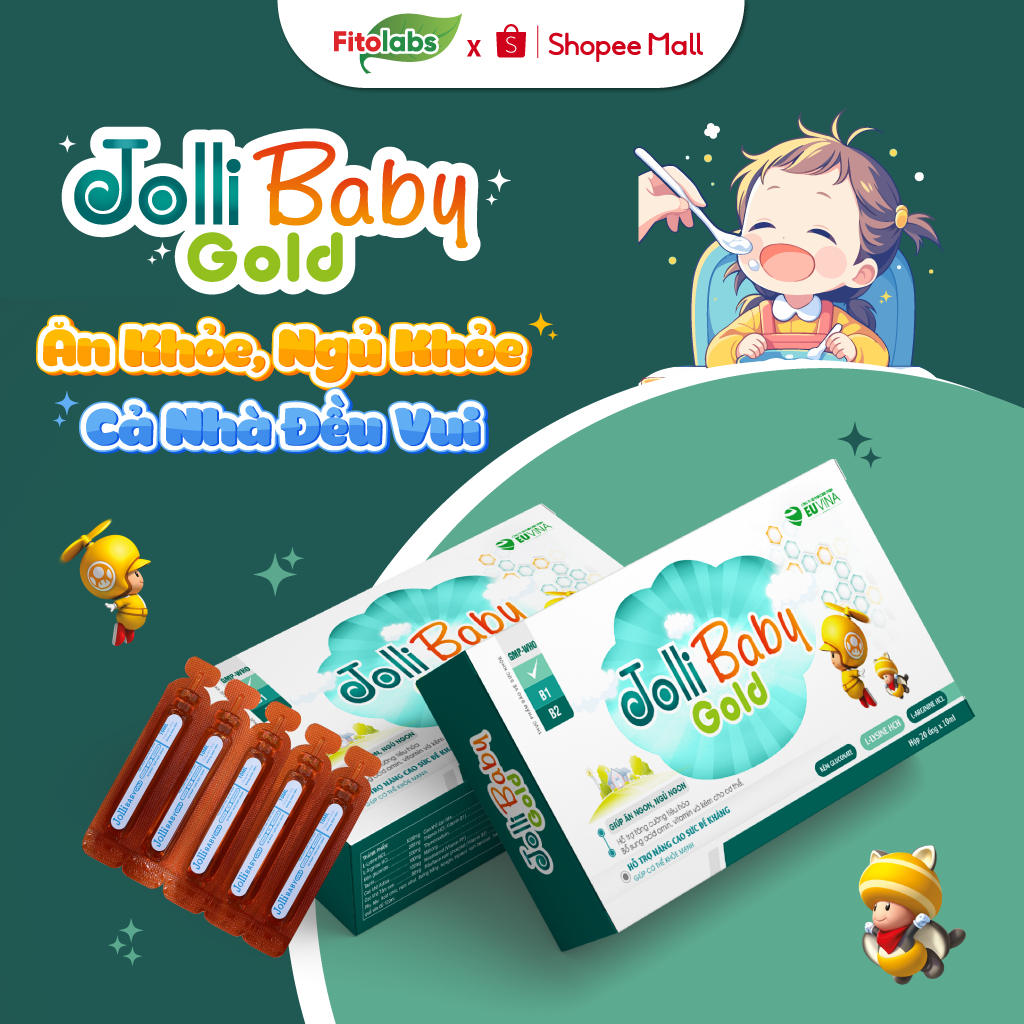 Siro Ăn Ngon Ngủ Tốt Cho Bé Jolli Baby Giúp Ăn Ngon, Ngủ Ngon, Hỗ Trợ Tăng Cường Tiêu Hóa, Nâng Cao Sức Đề Kháng Hộp 20