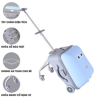 Vali xe kéo cho bé cao cấp idobi Home tay kéo đa năng xe tháo rời tiện lợi ghế ngồi cho bé