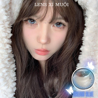 Lens màu xanh giãn tròng Dream 0 độ,Kính áp tròng giãn to Blue không cận