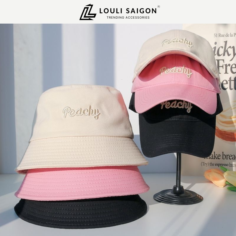 Mũ lưỡi trai PEACHY đội couple đội đôi chất kaki cao cấp, Nón bucket nam nữ LOULI SAIGON