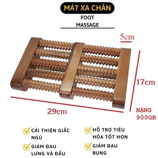 Bàn lăn gỗ massage chân 6 hàng đại