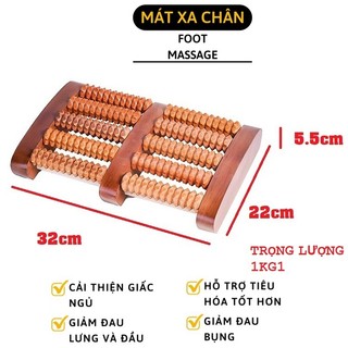 Bàn lăn gỗ massage chân 6 hàng đại