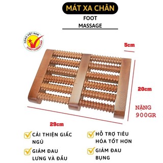 Bàn lăn gỗ massage chân 6 hàng đại