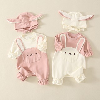 Body dài tay kèm mũ Bodysuit cho bé sơ sinh bé trai bé gái Body tai thỏ áo liền quần trẻ em SLT105