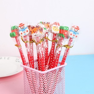Bút chì kèm tẩy noel dễ thương - Thỏ Hồng