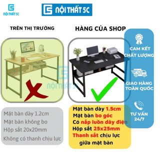 Bàn làm việc bàn học kích thước 1,2m 1m khung thép sơn tĩnh điện mặt gỗ lắp ráp dễ dàng đủ phụ kiện