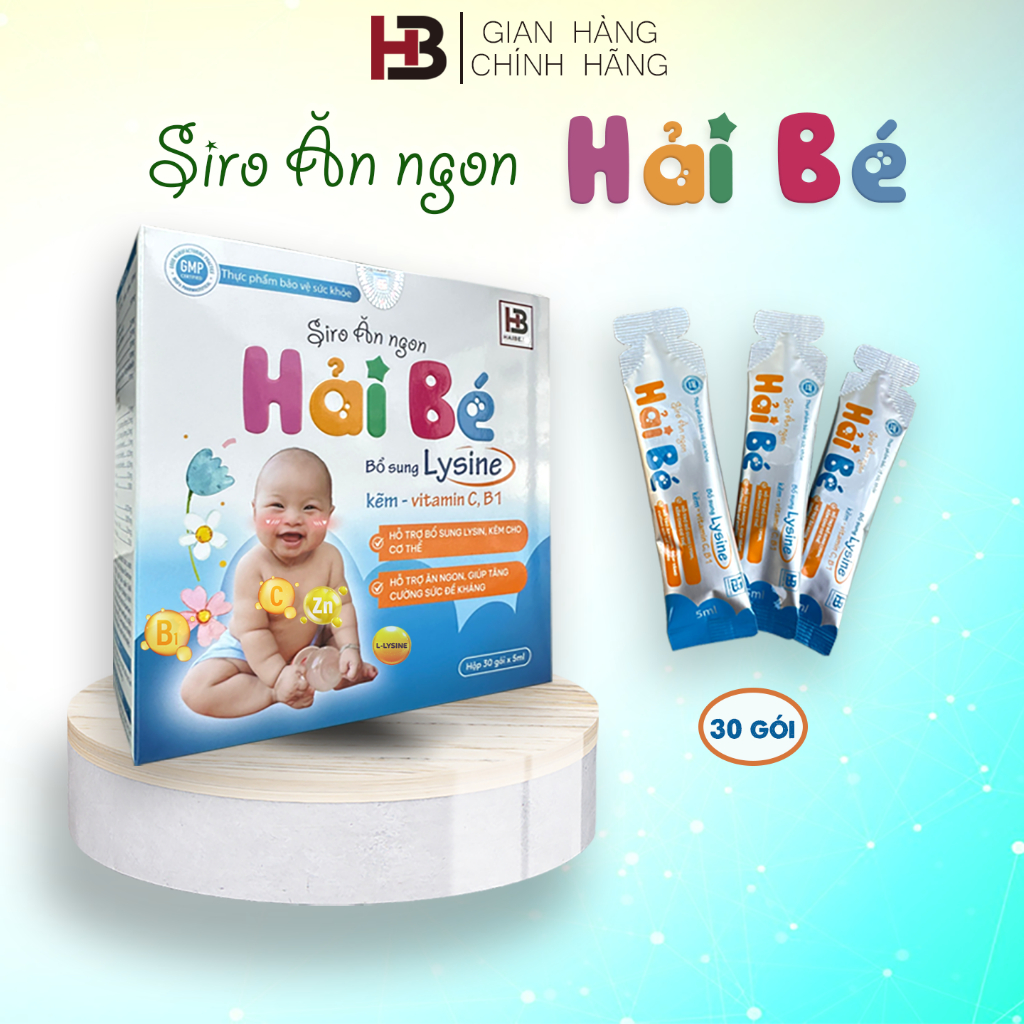 Siro Ăn Ngon Hải Bé - HAIBE.VN - Hộp 30 Gói - Giúp Tăng Sức Đề Kháng, Kích Thích Ăn Ngon, Hấp Thu Tốt