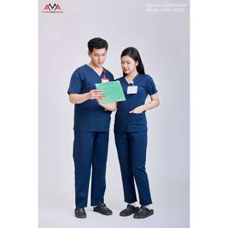 Bộ scrubs FMF nam/nữ cổ tim phòng mổ, đồng phục spa, phòng khám, bác sĩ, quần áo phòng mổ thoáng mát