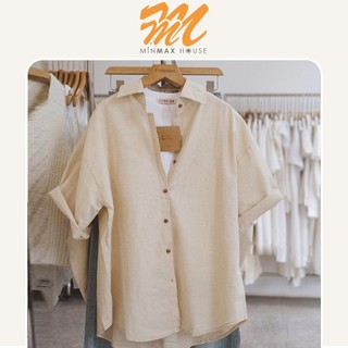 Áo sơ mi nữ Minmax House Áo sơ mi ngắn tay thêu ngựa phong cách vintage HQ- AH95