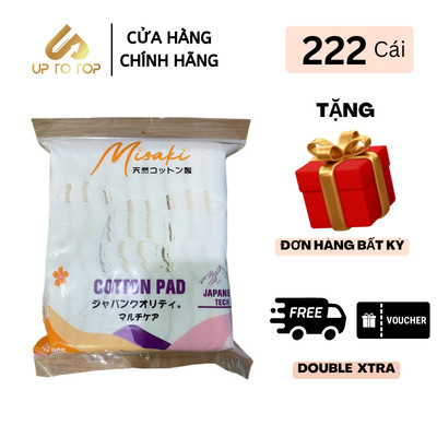 Bông Tẩy Trang MISAKI 3 lớp 100% Bông Tự Nhiên 222 Miếng