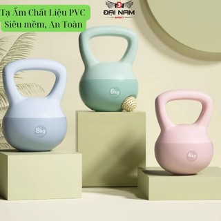 Tạ ấm,tạ kettlebell,tạ quai xách 4kg,6kg,8kg da mềm pvc lõi cát sắt tập mông đùi,gym đại nam sport