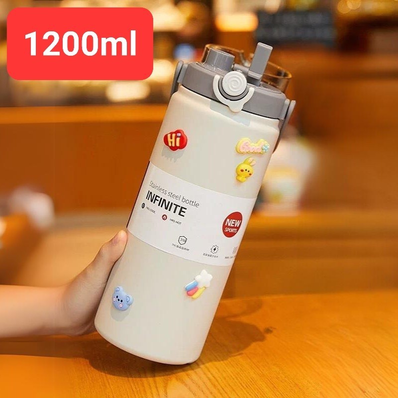 (Tặng túi)Bình giữ nhiệt inox 316 Boss 800ml, 1000ml, 1200ml có quai xách,ống hút tặng kèm 2D, 3D, túi vải đựng bình | BigBuy360 - bigbuy360.vn