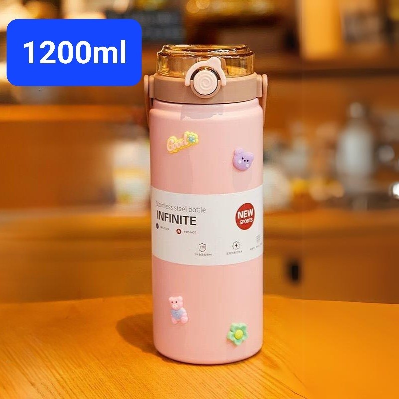 (Tặng túi)Bình giữ nhiệt inox 316 Boss 800ml, 1000ml, 1200ml có quai xách,ống hút tặng kèm 2D, 3D, túi vải đựng bình | BigBuy360 - bigbuy360.vn