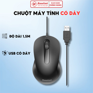 Chuột máy tính có dây Basefast chống ồn cao cấp cho văn phòng tương thích mọi thiết bị