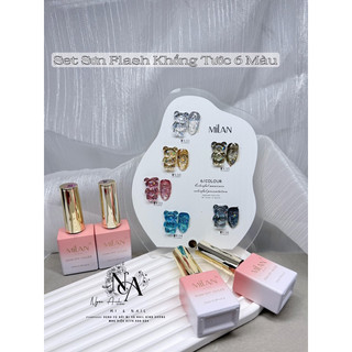 Set sơn gel nhũ kim tuyến hạt 6 màu tặng kèm bản màu hiệu milan