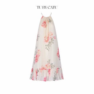 Tubycatu | đầm yếm tơ kem hoa hồng đuôi cá
