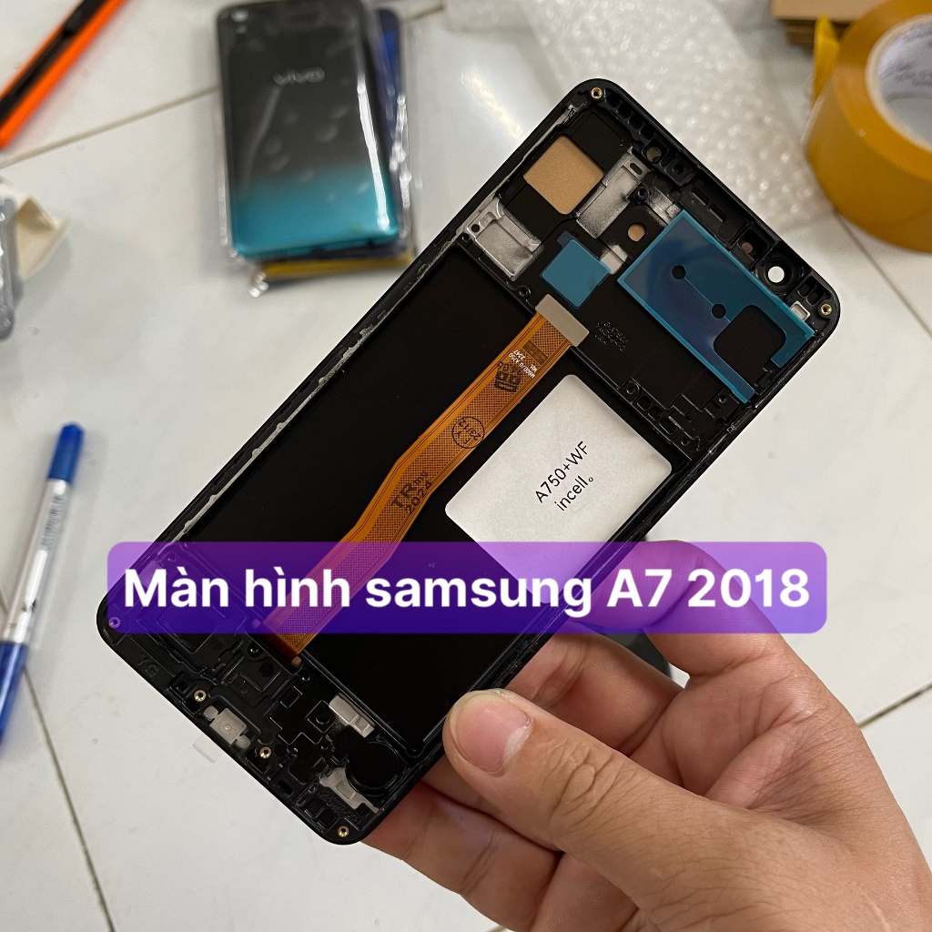 Màn hình liền khung samsung A750 / A7 2018 MÀN QX incell mới