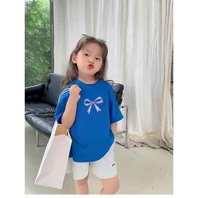 Áo phông bé gái in hình nơ cho bé có cân nặng từ 15-40kg - Áo thun trẻ em Loza Kids - Mã AT2733