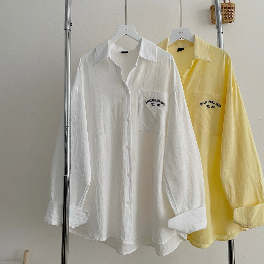 Áo sơ mi tay dài form rộng nữ chất vải Linen bột UNCLE 10750 - Jemcloset
