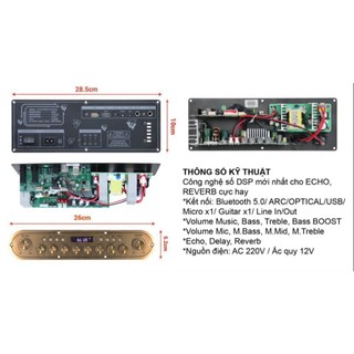 Mạch loa kéo k1600 echo delay có reverb siêu hay 180w chuyên cho loa xách tay